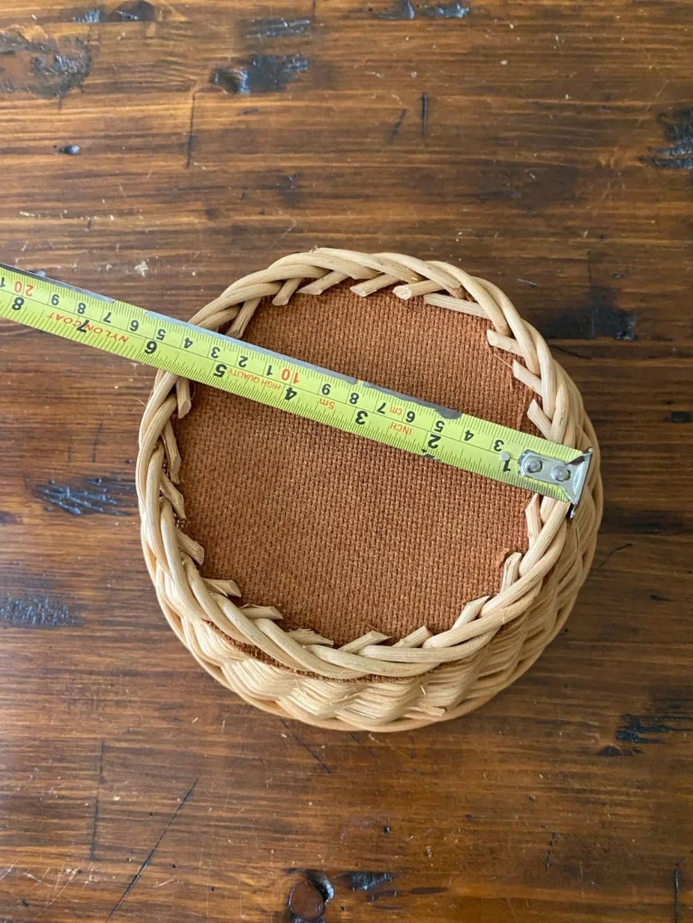 Natural Woven Basket Light Brown tan circular storage‎ boho cottagecore